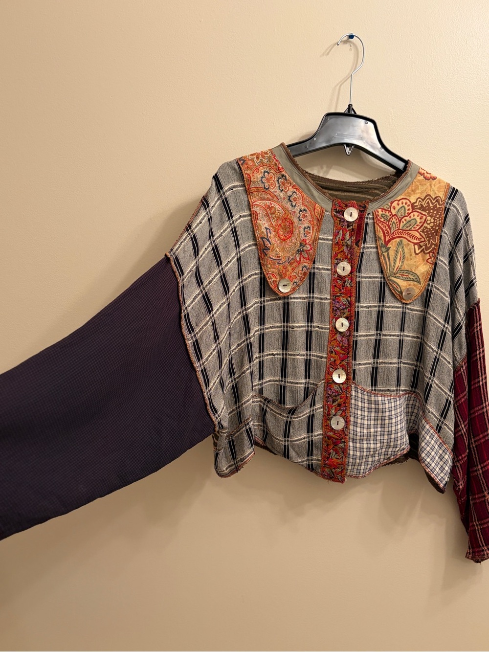 Nothing Matches | Patchwork Button Top- Multicolor